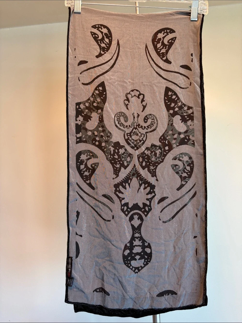 Vintage Devoré Silk Velvet Paisley Scarf – Rich Autumn Tones